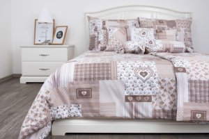 Bavlněné povlečení PATCHWORK béžový 140x200,70x90