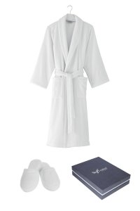 Soft Cotton Soft Cotton Pánský a dámský župan MICRO COTTON v dárkovém balení + papučky L + papučky (42/44) + dárkové balení Smetanová - 8698642058323