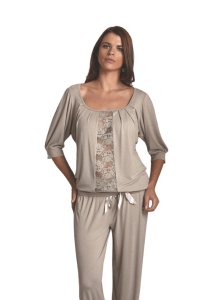 Soft Cotton Luisa Moretti Dámské bambusové pyžamo SERENA S Béžová - 8680404089584