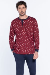 Soft Cotton GUASCH Pánské pyžamo JUAN L Bordó GUASCH Pánské pyžamo JUAN L Bordó - 8431204602752