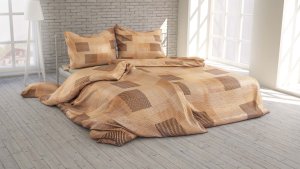 Polášek Povlečení Káro béžové krep 100% bavlna 140x200 / 70x90