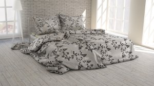 Polášek Povlečení Listy šedé krep 100% bavlna Šedá 140x200 / 70x90