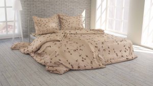 Polášek Povlečení Větvičky béžové krep 100% bavlna Béžová 140x200 / 70x90