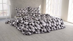 Polášek Holešov Povlečení Trojúhelníky černobílé bavlna 100% bavlna geometrie 140x200 / 70x90