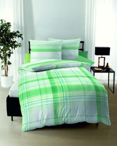 Kaeppel Povlečení krep Facile 464/403 zelený 100% bavlna Modrá pruhy 140x200 / 70x90