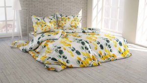 Polášek Povlečení krep 5920-14 100% bavlna Žlutá květiny 140x200 / 70x90