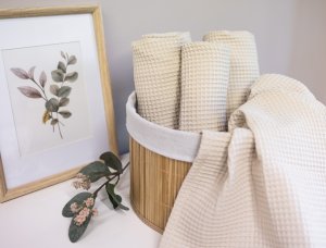 Polášek Ručník vafle krémový 100% bavlna Béžová Ručník 50x100