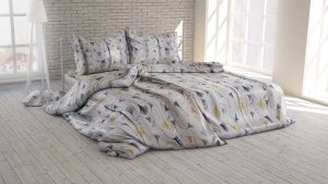 Polášek Povlečení krep 5920-19 100% bavlna Šedá květiny 140x200 / 70x90