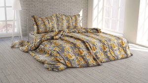 Polášek Povlečení krep 5920-26 100% bavlna Žlutá květiny 140x200 / 70x90