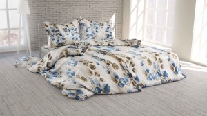 Polášek Povlečení krep 5920-27 100% bavlna Modrá květiny 140x200 / 70x90