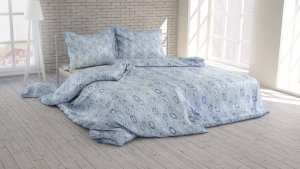 Polášek Povlečení krep 5920-32 100% bavlna Modrá květiny 140x200 / 70x90