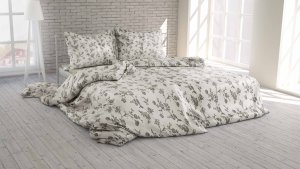 Polášek Povlečení krep 5920-35 100% bavlna Šedá květiny 140x200 / 70x90