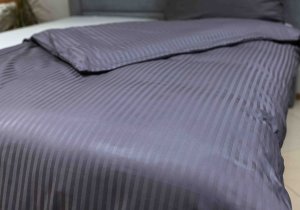 Polášek Holešov Damaškové povlečení Titanium grey 100% bavlna pruhy 140x200 / 70x90 Tmavě šedá