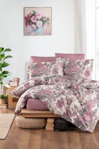 Polášek Povlečení krep 5920-45 100% bavlna květiny 140x200 / 70x90 Starorůžová