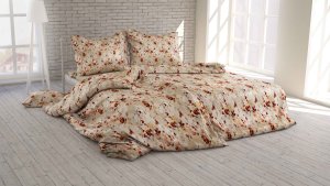 Polášek Povlečení krep 5920-46 100% bavlna Béžová květiny 140x200 / 70x90