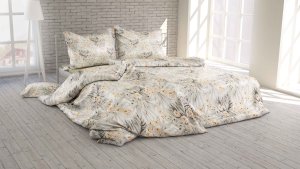 Polášek Povlečení krep 5920-47 100% bavlna květiny 140x200 / 70x90 Světle šedá