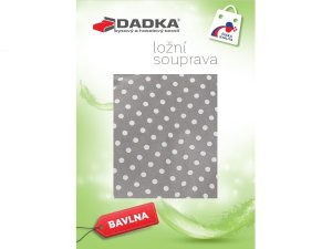 Bavlněné povlečení Puntík bílé na šedém podkladu 140x200, 70x90 cm