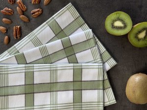 Kuchyňské utěrky Extra savé Káro khaki 50x70 cm, 3 ks