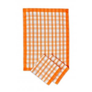 Kuchyňské utěrky Extra savé Tradiční káro oranžové 50x70 cm, 3 ks