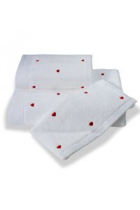 Soft Cotton Soft Cotton Osuška MICRO LOVE 75x150 cm Bílá / modré srdíčka - 8698642053939