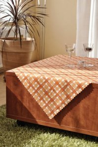 Polášek Holešov Ubrus teflon tisk 5616-1 abstrakce 100% polyester Oranžová káro 30x30