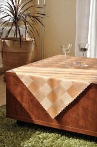 Polášek Holešov Ubrus teflon Du-pont č.1801 meruňková 100% polyester Oranžová káro 120x140