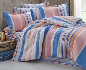 Prodloužené povlečení bavlna 140x220, 70x90 cm Mart blue-pink