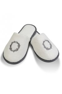 Soft Cotton Soft Cotton Pánské pantofle SEHZADE 44/46) Bílá / stříbrná výšivka - 8698642061361