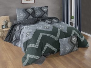 Flanelové francouzské povlečení 240x200, 70x90 cm Scandinavia green