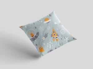 Bavlněný povlak na polštář 40x40 cm s dětským motivem vesmírné ufo