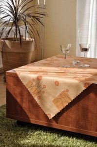 Polášek Holešov Ubrus teflon tisk 5633/1 100% polyester Oranžová květiny 120x120