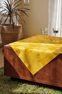 Polášek Holešov Ubrus teflon tisk 5633/2 100% polyester Žlutá květiny 120x160