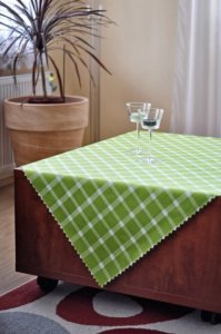 Polášek Holešov Ubrus teflon tisk-kostka zelená 100% polyester Zelená káro 50x50