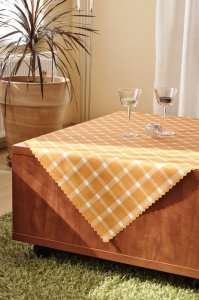 Polášek Holešov Ubrus teflon tisk-kostka oranž 100% polyester Oranžová geometrie 120x160