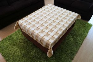 Polášek Holešov Ubrus teflon tisk 5536/1 100% polyester Béžová Hnědá káro 120x140