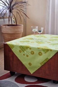 Polášek Holešov Ubrus teflon tisk 5633/3 100% polyester Oranžová Zelená květiny geometrie 50x50