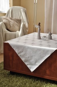 Polášek Holešov Ubrus vánoční bílá Z-621 stříbrná 100% polyester Bílá Vánoce 30x30