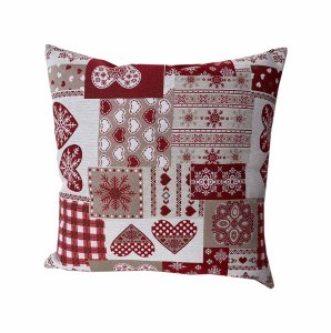 Polášek Holešov Povlak Cuoricino 5966-4 40x40 Červená Vánoce 65% Polyester+3%Lurex+32%Bavlna