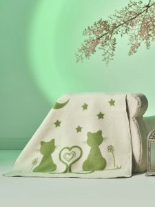 Polášek Dětská bavlněná deka 2170-1 Zelená 60% bavlna + 35% akryl + 5% polyester 75 x 100